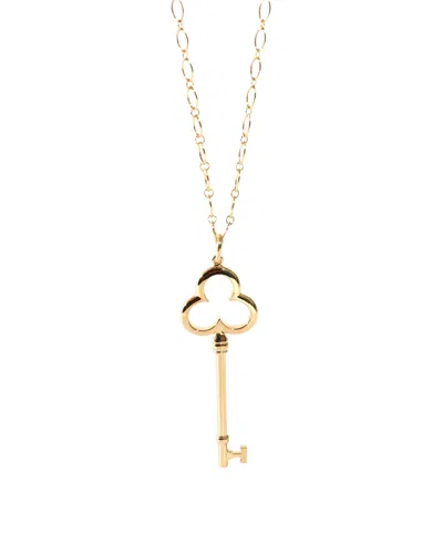 Tiffany & Co Trefoil Key Pendant Necklace In 18kt Yellow Gold In Silver