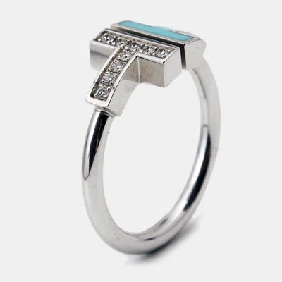 Tiffany & Co Twire Turquoise Diamonds 18k White Gold Ring
