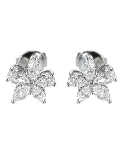 Tiffany & Co Victoria Diamond Earrings In Platinum 1.77 Ctw In Silver