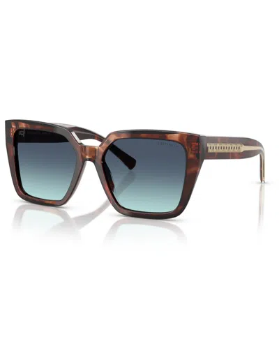 Tiffany & Co Women's Large Sunglasses, Tf4235 In Spotted Brown Havana
