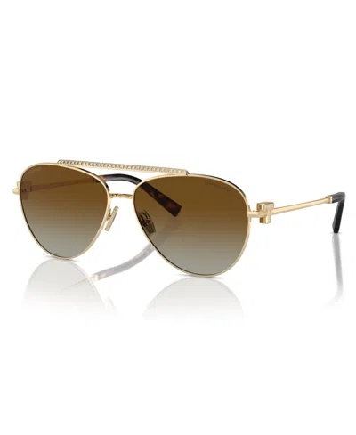 Tiffany & Co Women's Polarized Sunglasses, Tf3101b In Pale Gold
