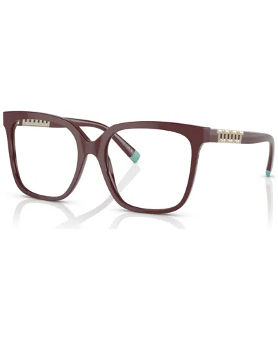Tiffany & Co Women's Square Eyeglasses, Tf222752-o In Solid Burgundy