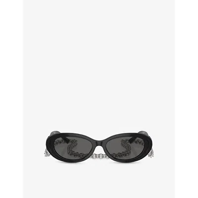 TIFFANY & CO WOMENS BLACK TF4221 OVAL-FRAME ACETATE SUNGLASSES