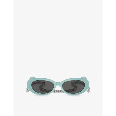 TIFFANY & CO WOMENS BLUE TF4221 OVAL-FRAME ACETATE SUNGLASSES