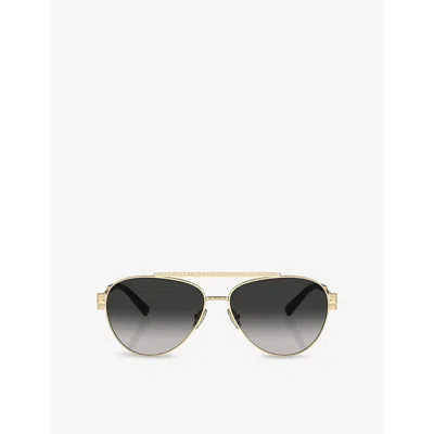 Tiffany & Co Womens Gold Tf3101b Pilot-frame Steel Sunglasses