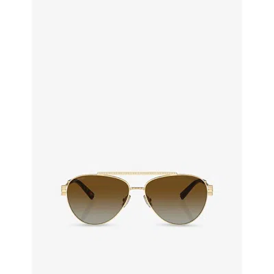 Tiffany & Co Womens Gold Tf3101b Pilot-frame Steel Sunglasses