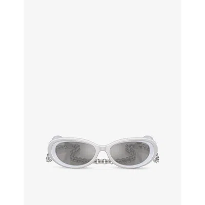 Tiffany & Co Womens Silver Tf4221 Oval-frame Acetate Sunglasses