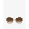 Tiffany & Co Womens Gold Tf3082 Butterfly-frame Metal And Acetate Sunglasses In Gold