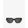 Tiffany & Co Womens Black Tf4205u Branded-arm Irregular-frame Acetate Sunglasses In Black