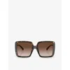 Tiffany & Co Womens Brown Tf4212u Square-frame Tortoiseshell Acetate And Metal Sunglasses In Brown