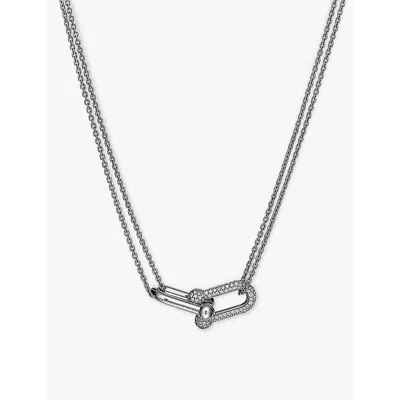 Tiffany & Co Womens White Gold Tiffany Hardwear Double Link 18ct White-gold And 0.74 Pavé-diamond Necklace