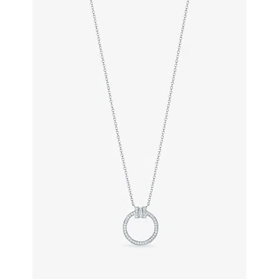 Tiffany & Co Womens Tiffany T 18ct White-gold And 0.06ct Brilliant-cut Diamond Pendant Necklace White Gold