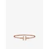 Tiffany & Co Womens Rose Gold Tiffany T Pavé Wire 18ct Rose-gold And 0.48ct Brilliant-cut Diamond Bracelet In Rose Gold