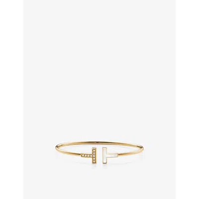 Tiffany & Co Womens  Tiffany T Wire 18ct Yellow-gold, Mother-of-pearl And 0.11ct Brilliant-cut Diamon In Yellow Gold