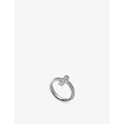 Tiffany & Co Womens White Gold Tiffany T T1 Narrow 18ct White-gold And 0.4ct Brilliant-cut Diamond Ring