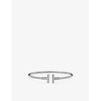 Tiffany & Co Womens White Gold Tiffany T Wire 18ct White-gold And 0.48ct Brilliant-cut Diamond Bracelet