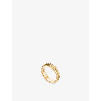 Tiffany & Co Womens Tiffany T Narrow 18ct Yellow-gold And 0.13ct Brilliant-cut Diamond Ring Yellow Gold