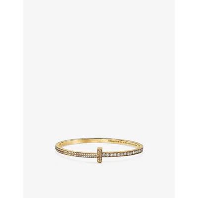 Tiffany & Co Womens Yellow Gold Tiffany T Narrow Hing 18ct Yellow-gold And 2.22ct Brilliant-cut Diamond Bracelet