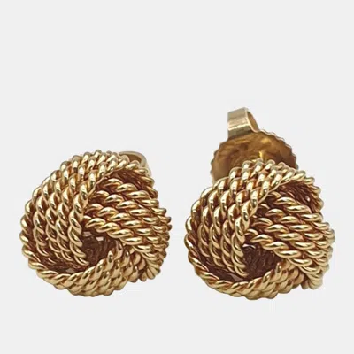 Pre-owned Tiffany & Co Yellow Gold Somerset Mesh Hoop Earrings