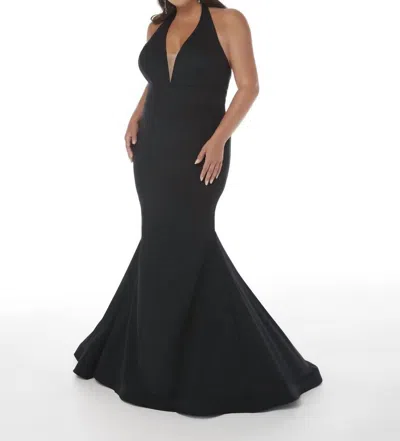 Tiffany Designs Halter Neckline Prom Dress In Black