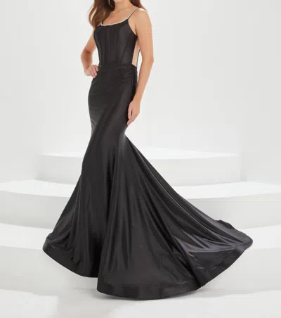 Tiffany Designs Off Shoulder Corset Mermaid Dress In Black