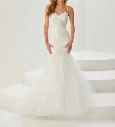 Tiffany Designs Women's Corset Mermaid Gown In Ivory In White