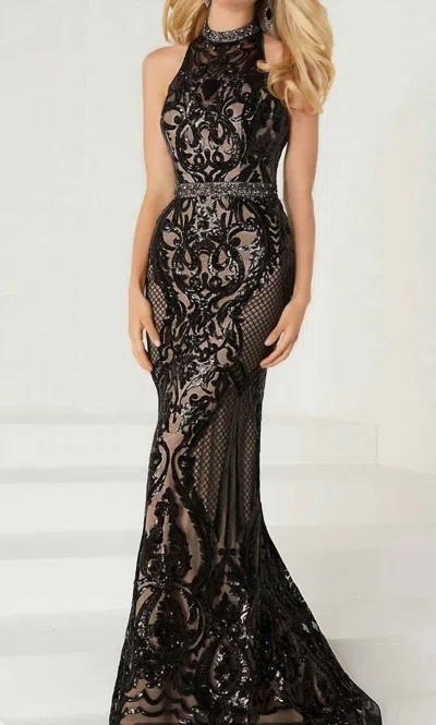 Tiffany Designs Women's Prom Dress In Black Nude