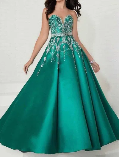 Tiffany Designs Women's Sweetheart Jeweled Dress In Jade In Green