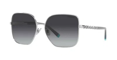 Pre-owned Tiffany Wheat Leaf Tf 3078b Silver Black/grey Shaded (6001/3c) Sunglasses