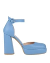 Tiffi Woman Pumps Light Blue Size 6 Leather In Blue