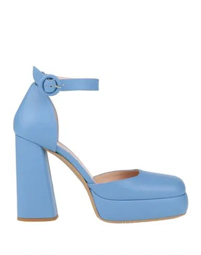 Tiffi Woman Pumps Light Blue Size 6 Leather