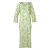 Tiger And The Monkey Women's Green / Blue / Yellow The June Cotton Blockprint Kaftan Dress In Multi