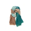 Tiger And The Monkey Women's Neutrals / Blue / Green Ombre Teal Taupe Silk Cotton Pareo Wrap Scarf