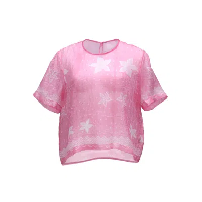 Tiger And The Monkey Women's Pink / Purple / White The Gina Sheer Silk T Shirt - Pink Shibori Floral