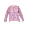 Tiger And The Monkey Women's Pink / Purple / White The Heather Hand Blockprint Cotton Band Collar Relaxed Shirt