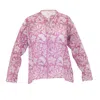 Tiger And The Monkey Women's Pink / Purple / White The Heather Hand Blockprint Cotton Band Collar Relaxed Shirt
