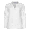 Tiger And The Monkey Women's White The Donna Triple Cotton Gauze V Neck Collar Shirt With Tassels In White