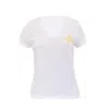 Tiger And The Monkey Women's White / Yellow / Orange  Signature Yellow Logo Cotton Slub V Neck Tee Sh