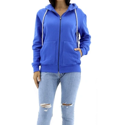 Tiger In The Rain Ladies Hoodie Zip Back Print In Blue