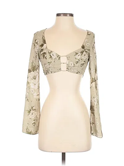 Pre-owned Tiger Mist 3/4 Sleeve Top Tan Sweetheart Neckline Tops