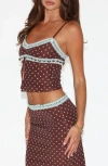 Tiger Mist Amara Lace Crop Camisole In Burgundy