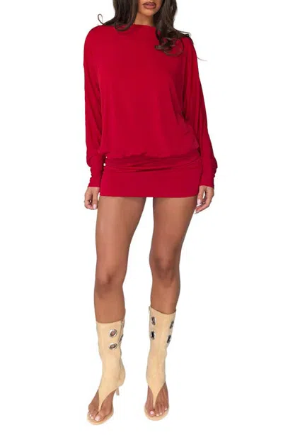 Tiger Mist Brittany Long Sleeve Minidress In Red