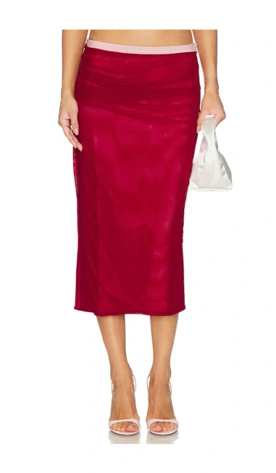 Tiger Mist Caline Midi Skirt In Red