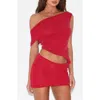 Tiger Mist Cobi Asymmetric One-shoulder Tank In Red