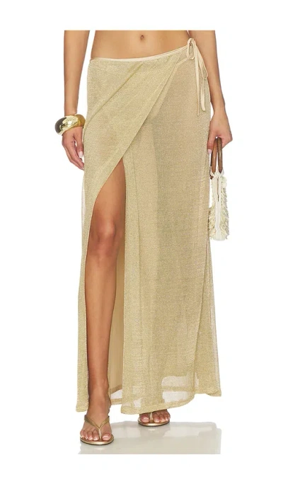 Tiger Mist Cyrene Tie Maxi Skirt In Gold