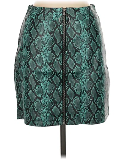 Pre-owned Tiger Mist Faux Leather Skirt In Teal