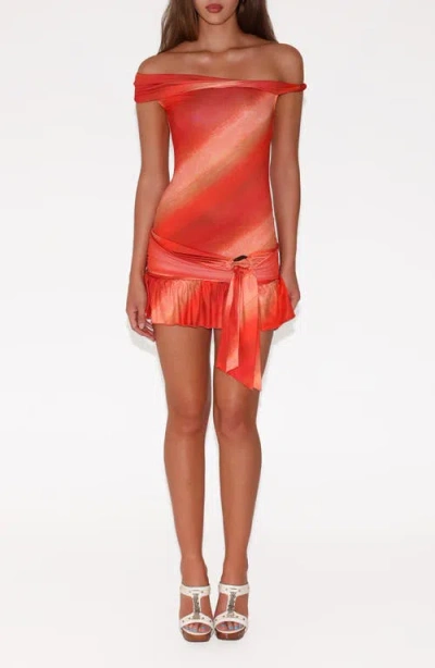 Tiger Mist Haelo Off The Shoulder Minidress In Orange