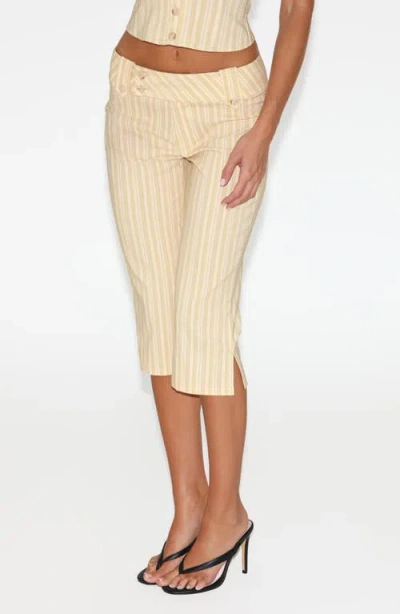 Tiger Mist Kittie Stripe Capri Pants In Yellow