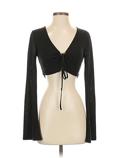 Pre-owned Tiger Mist Long Sleeve Top Black Plunge Neckline Tops