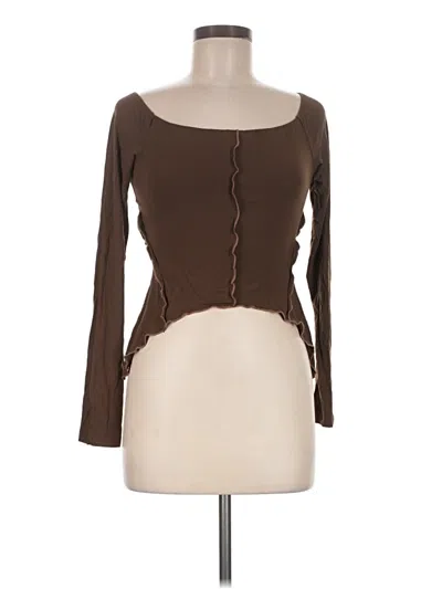 Pre-owned Tiger Mist Long Sleeve Top Brown Sweetheart Neckline Tops